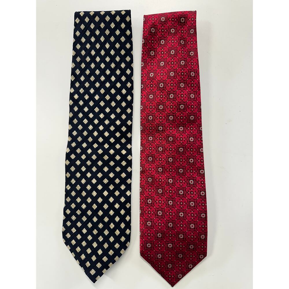 Lot of 2 Mens Neck Ties Georgio Armani and Adolfo Patterned - Picture 2 of 10